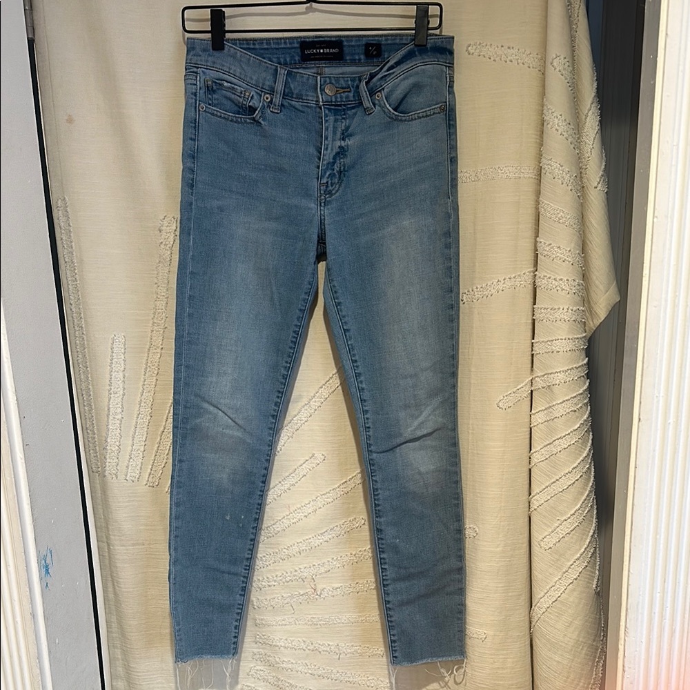 Lucky Brand Women's Blue Skinny Frayed Jeans